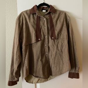 Elegant Brown Striped Button-Down Shirt